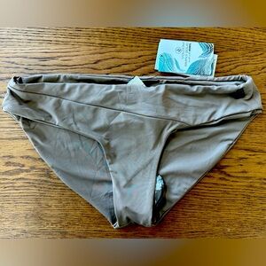 VOLCOM Taupe Simply Seamless Modest Bikini Swim Bottoms Women's S NWT
